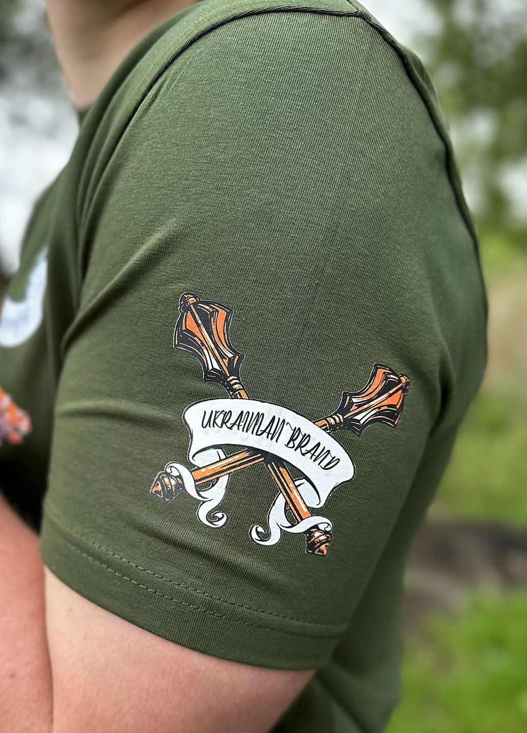 Хаки (оливковая) футболка "сагайдачный - поход на москву" с коротким рукавом No Brand