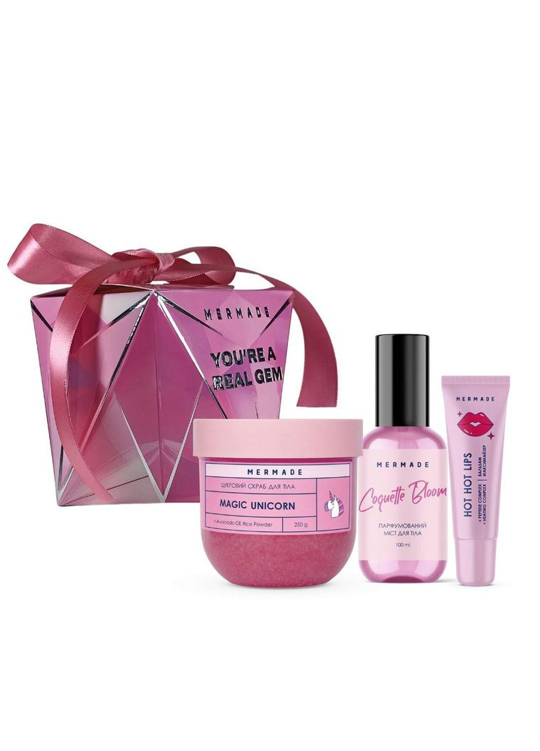 Подарочный набор косметики для ухода за телом Pink Crystal 3 в 1 для женщин MERMADE (367990067)