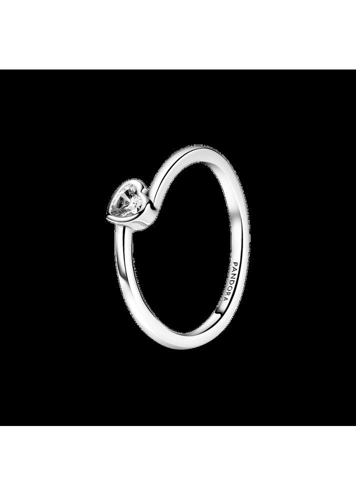 Срібна каблучка Пандора "Прозоре асиметричне серце" Kabluchka (355346246)
