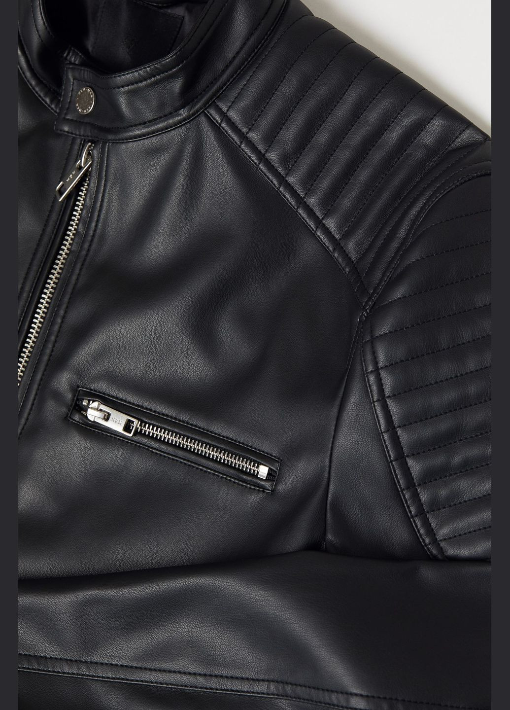 Чорна демісезонна куртка зі штучної шкіри H&M