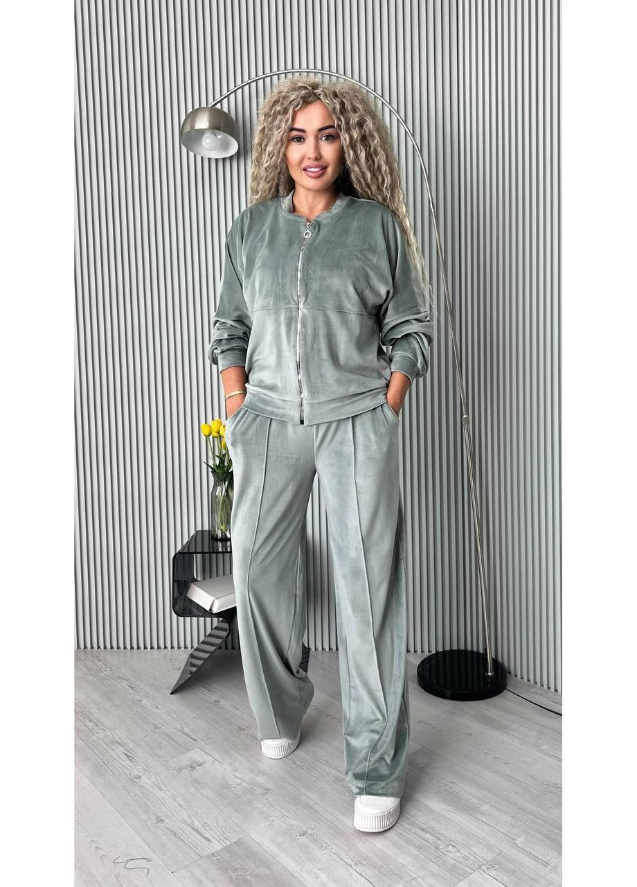 Костюм ZARA велюр на трикотажной основе, брюки прямые и кофта на молнии Україна (364653074)