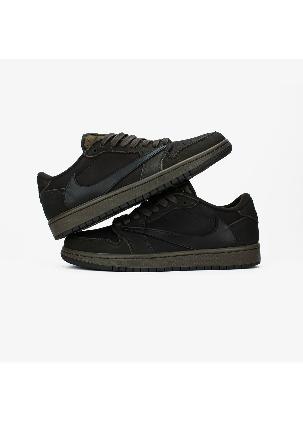 Кросівки жіночі і чоловічі Nike Air Jordan 1 Low x Travis Skott Velvet Brown and Dark Mocha | Найк Еір Джордан 1 коричневі No Brand коричневі демісезони (368862692)