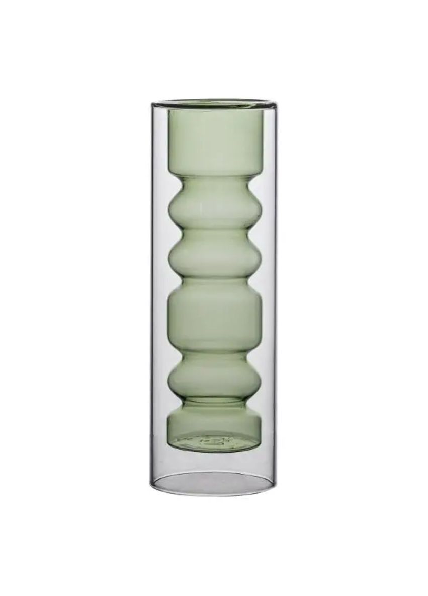 Ваза стеклянная для цветов декоративная 19.5 см декоративная ваза с двойной стенкой 500 мл прозрачная Jooki (360920969)