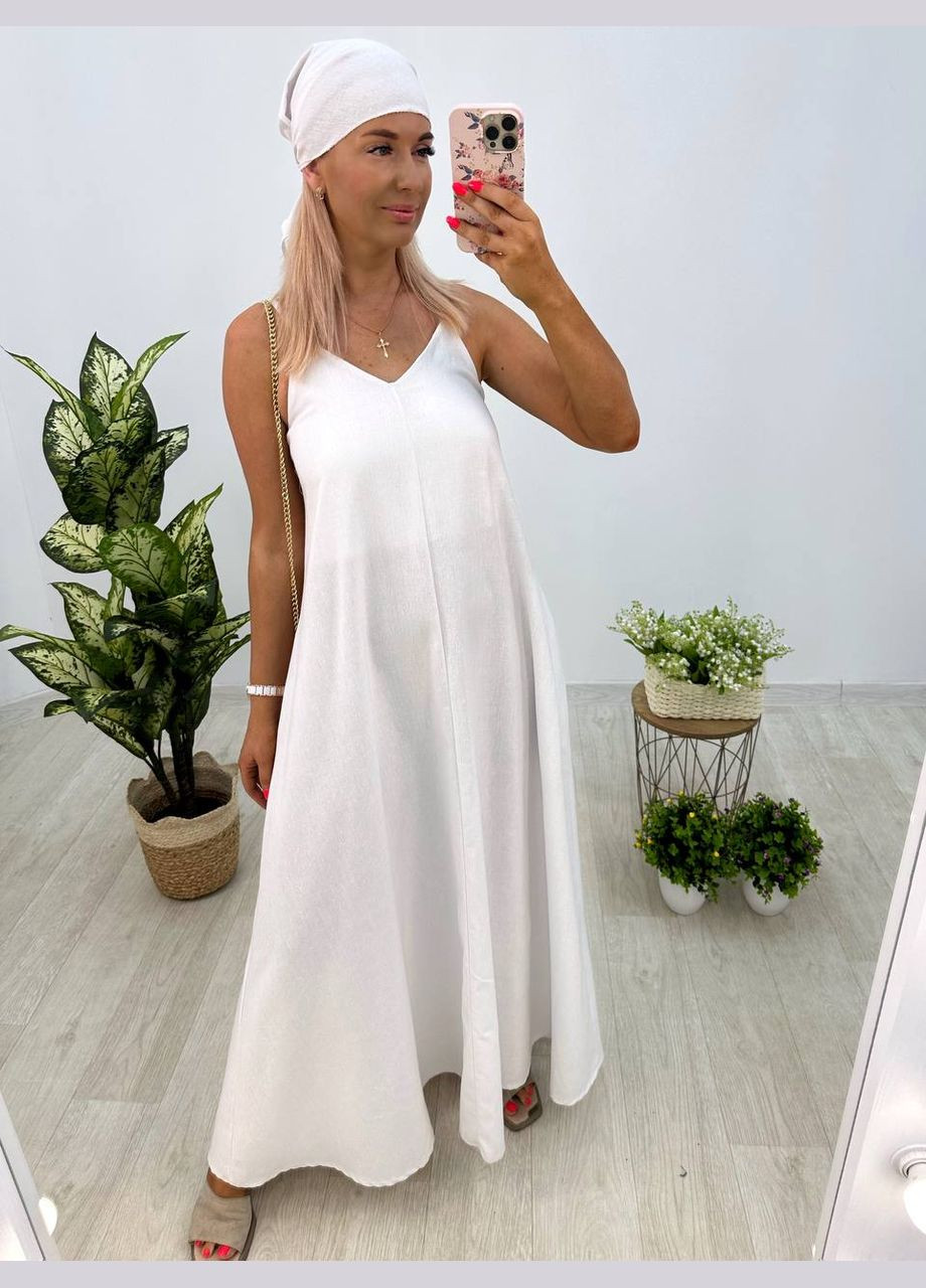 Белое платье с платком Garna однотонное