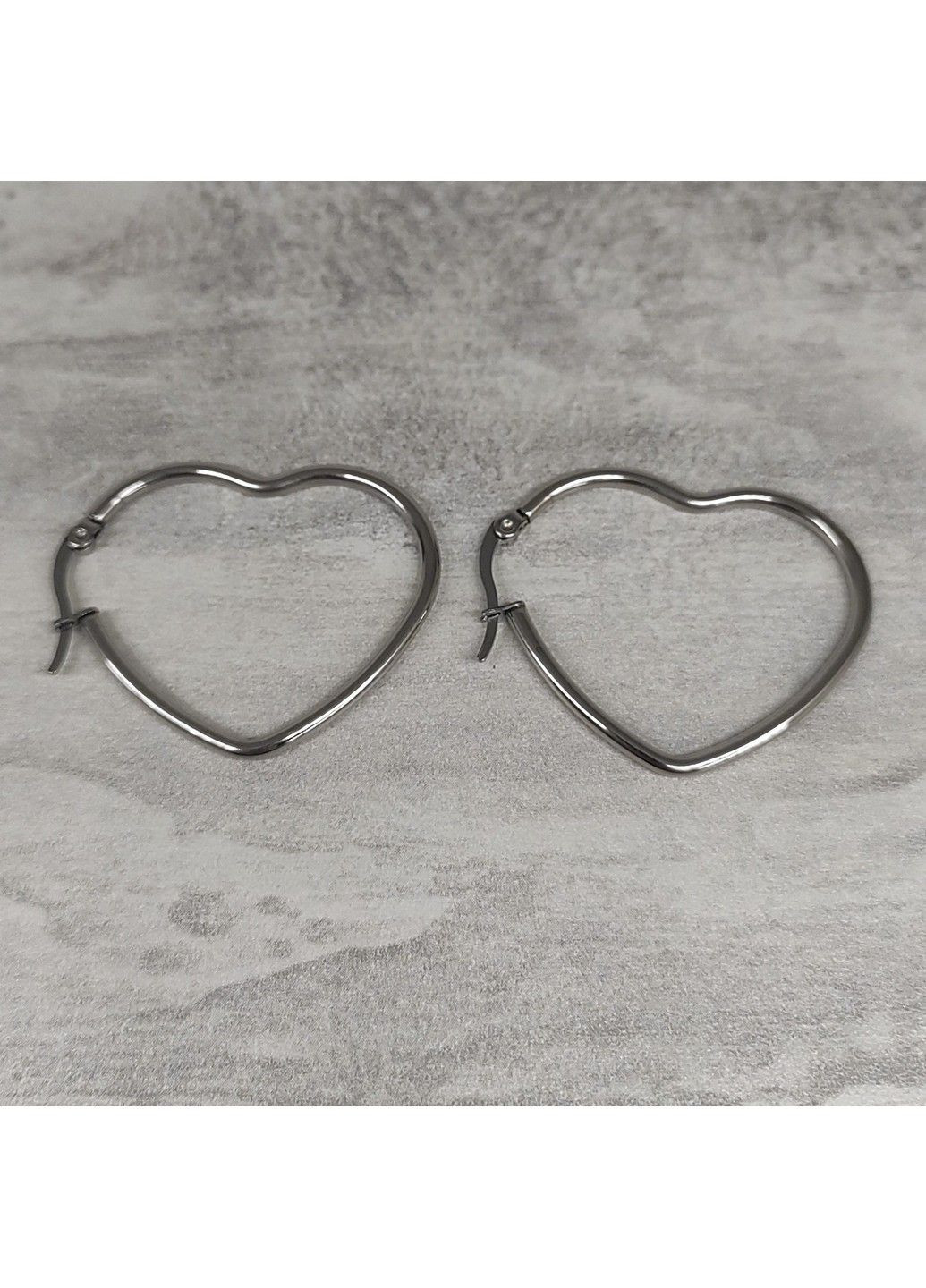 Сережки серце з нержавіючої медичної сталі 31х38мм ES-014.31 No Brand (299330639)