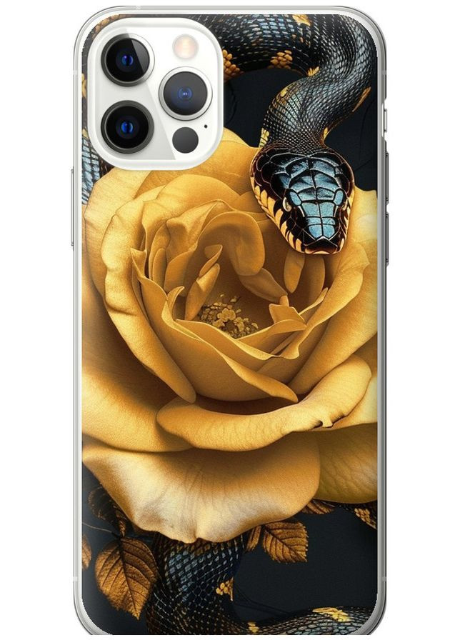 Силіконовий чохол 'Black snake and golden rose' для Endorphone Apple iPhone 12 (286766889)
