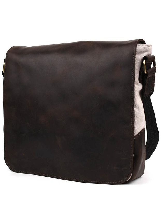 Сумка планшет через плечо для документов А4 мужская из натуральной кожи и текстиля средняя Коричневый 37435 TARWA (352527497)