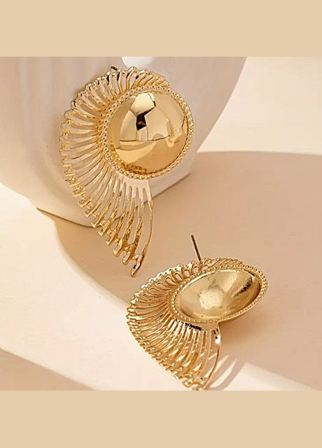 Сережки великого розміру Золотий молюск No Brand (329728240)