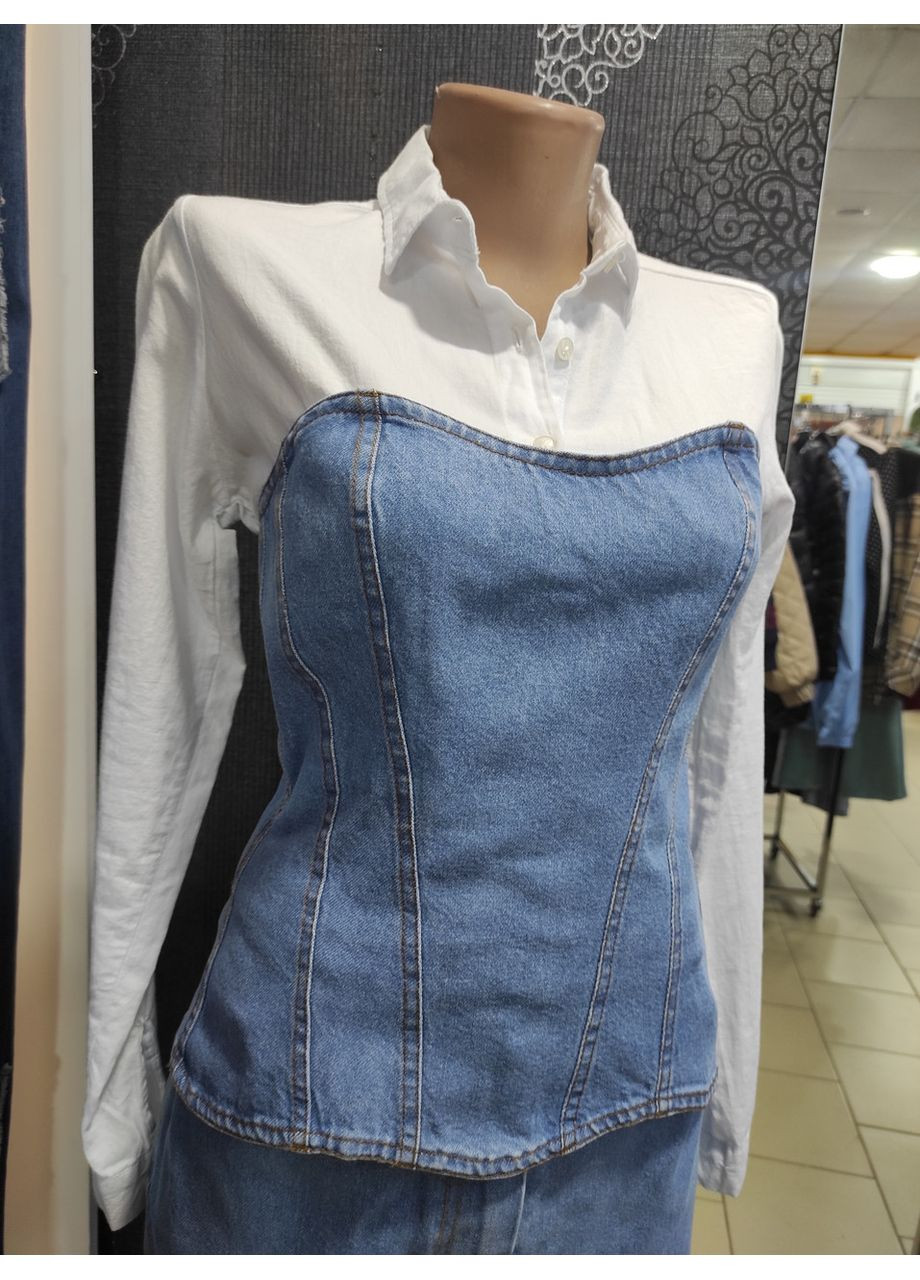 Блакитна корсет delizion жіночий джинсовий шнурівка 42 No Brand