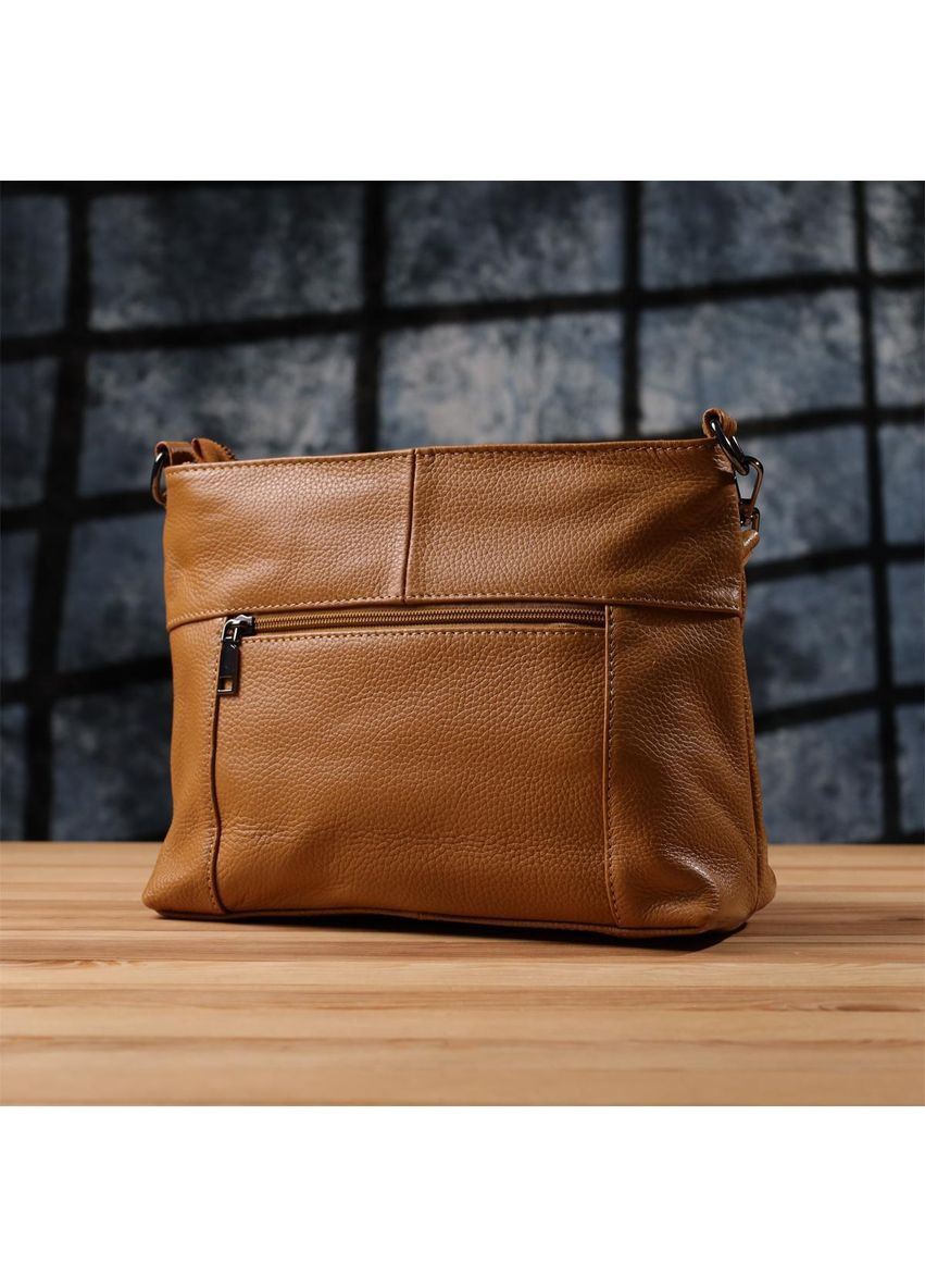Сумка крос-боді через плече з натуральної шкіри жіноча середня Світло-коричневий 40334 Vintage (361970376)