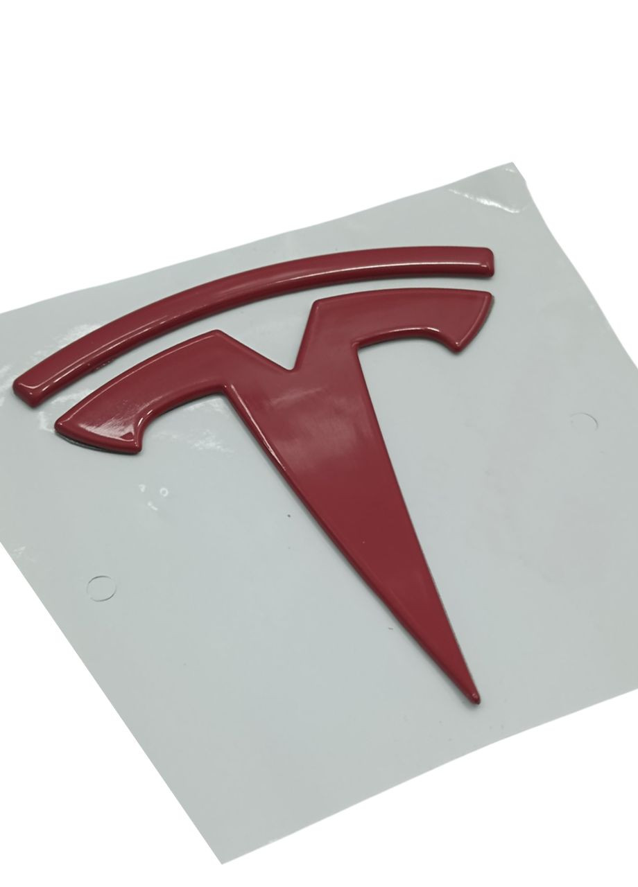 Емблема задня Y 86 мм червона глянцева, метал (на скотчі) Tesla (369611574)