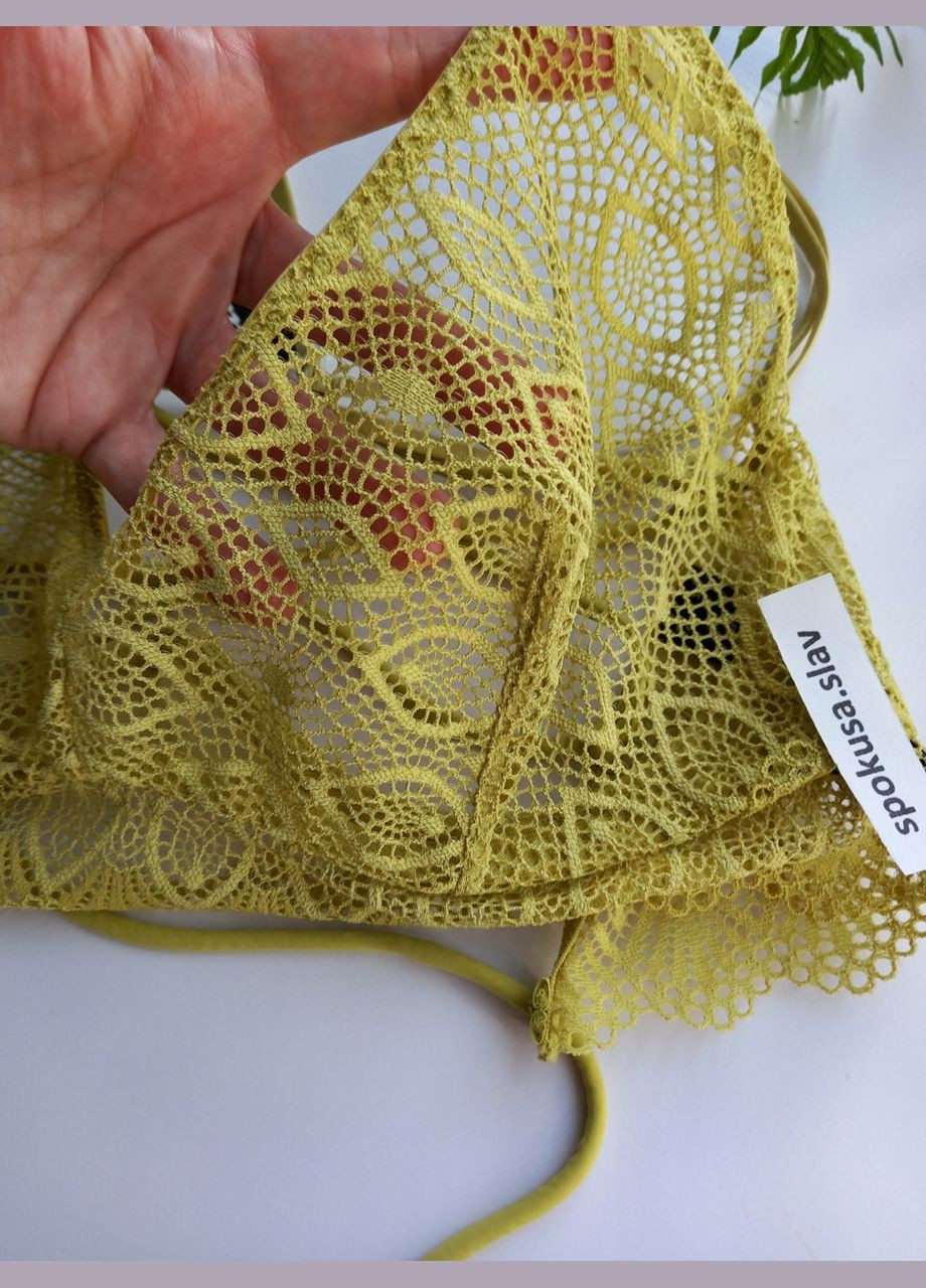 Хакі бюстгальтер м'який з мереживною чашкою салатовий 75c Etam поліамід