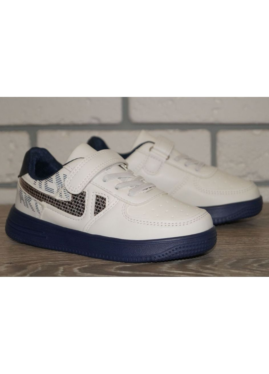 Комбіновані Осінні кросівки для хлопчика білі з синім W.Niko