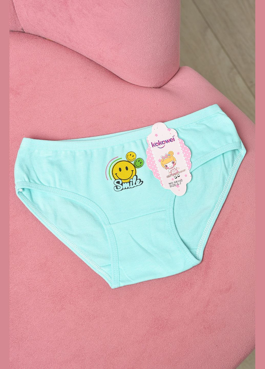 Трусики дитячі для дівчинки зеленого кольору з малюнком Let's Shop (311666535)