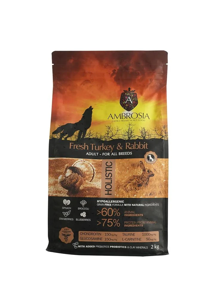 Сухий корм для дорослих собак усіх порід Grain Free Dog Adult Sensitive Fresh Turkey & Rabbit з свіжою індичкою та кроликом 2 Ambrosia (389707665)