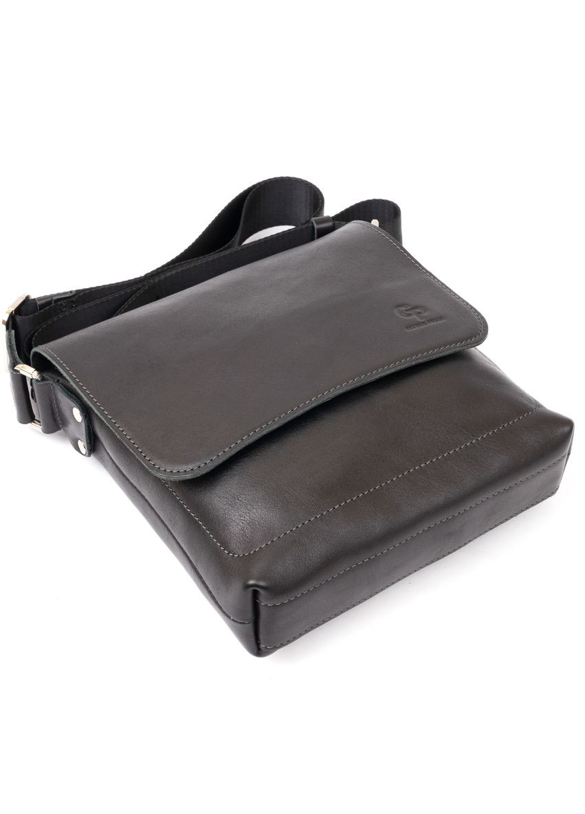 Кожаная сумка кросс боди мужская мессенджер через плечо черная 11333 Grande Pelle (329195830)
