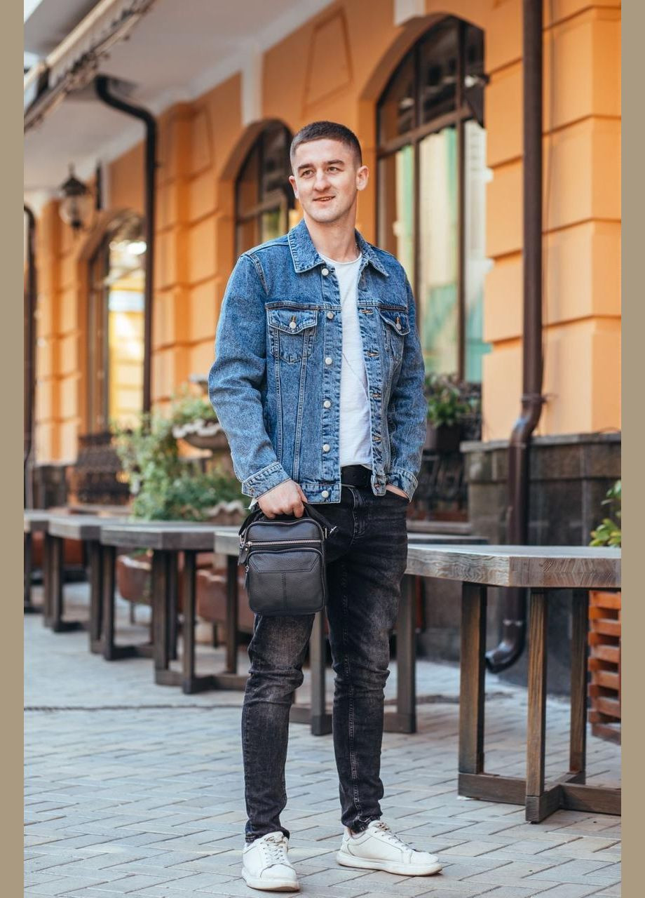 Мужская черная сумка кроссбоди из натуральной кожи Tiding Bag (302390961)