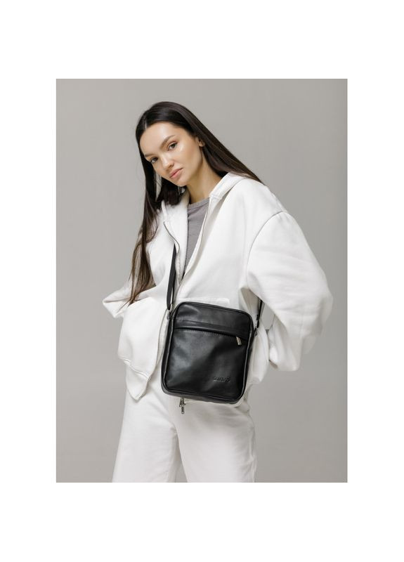 Шкіряна сумка через плече месенджер Makros чорна Sambag (325816280)