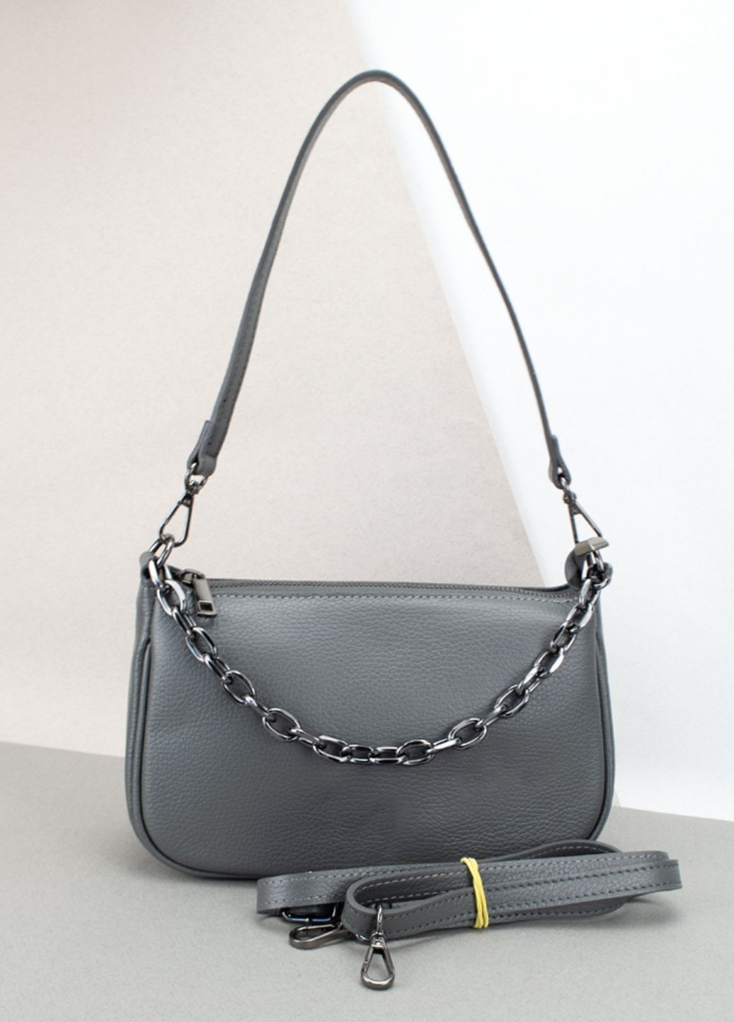 Сумка женская кожаная кросбоди 8920 black темно-серая Virginia Conti (302949414)