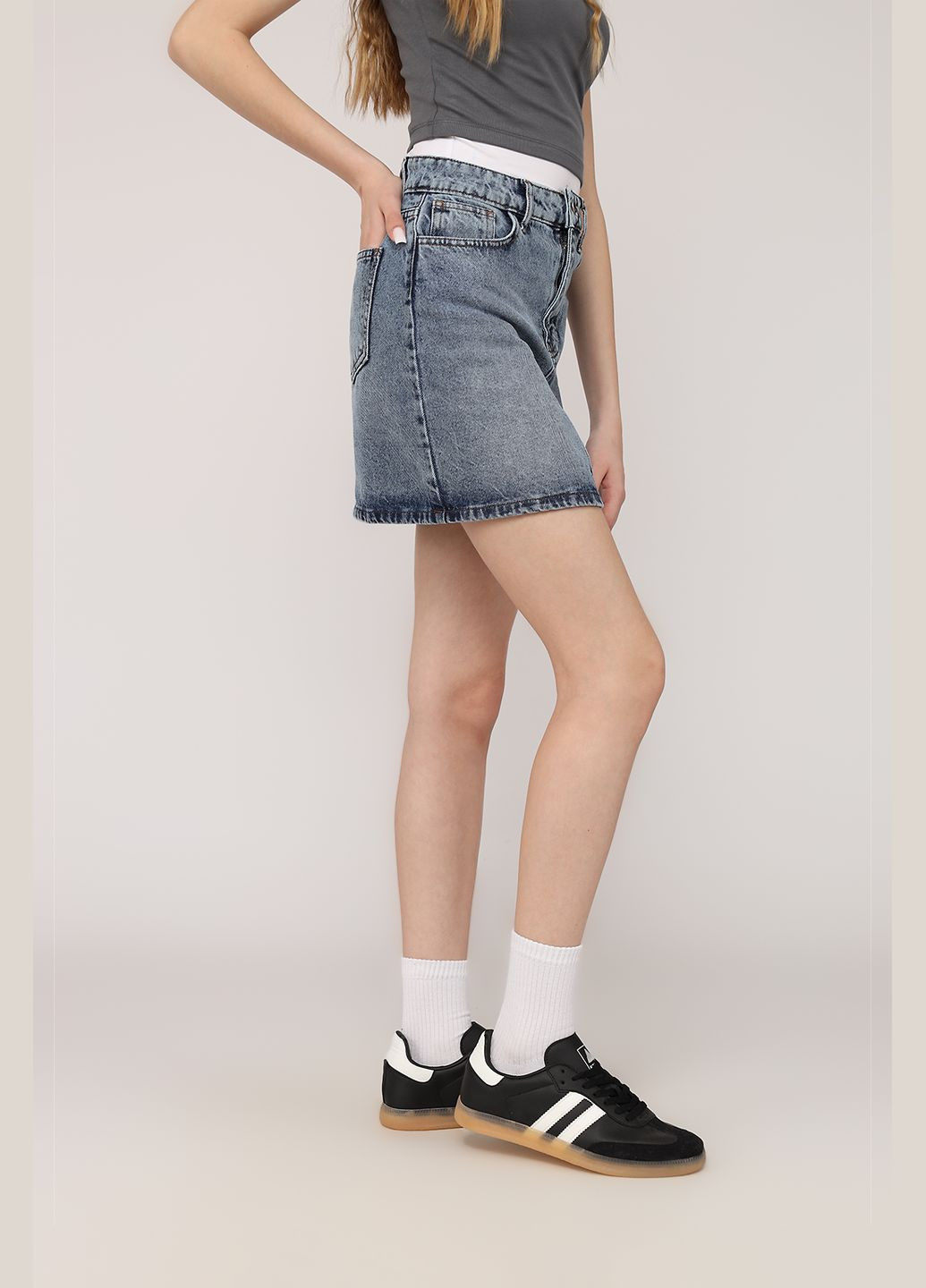 Голубая юбка трапеция, женская цвет голубой cb-00272544 Best Jeans