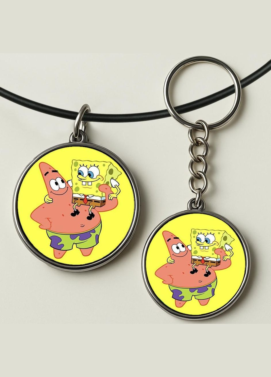 Набор подвеска (кулон) и брелок Губка Боб #03 (подарочный набор) No Brand (332633366)