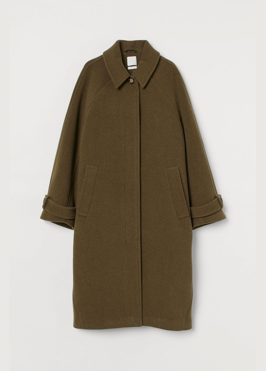Оливковое (хаки) демисезонное Пальто с добавлением шерсти для женщины Manteco Italian 0910642-001 H&M