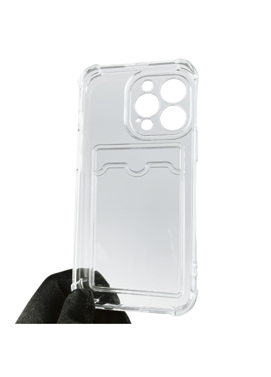 Чохол для iPhone 13 Pro з бронь кутами з кишенею для візиток карток k-pop на айфон 13 про прозорий Apple (366020602)