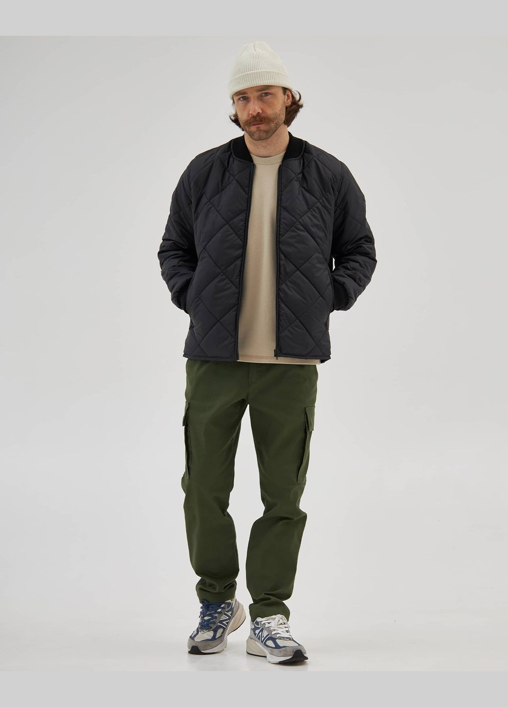 Черная демисезонная стеганая куртка черная Olymp 24-BM-111