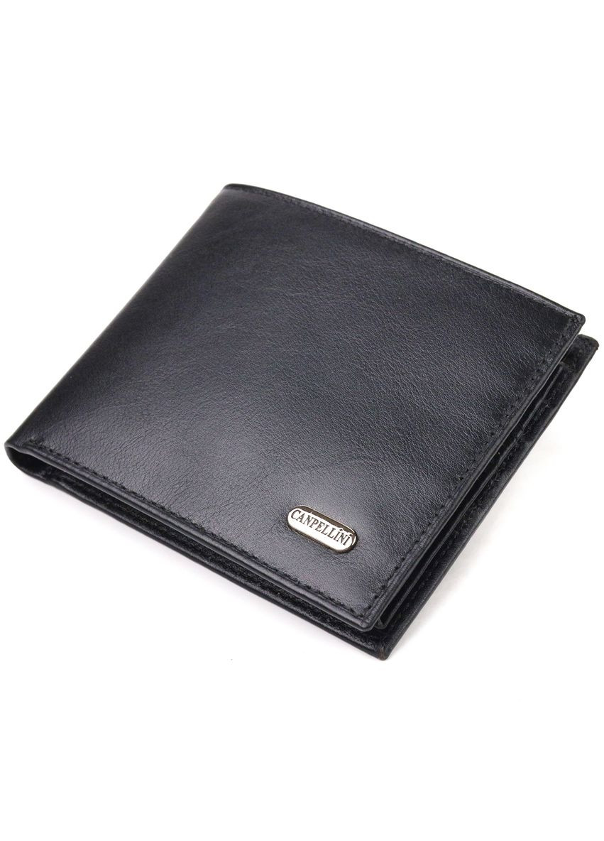 Качественный кошелек для мужчин в два сложения из натуральной гладкой кожи 21579 Черный Canpellini (331908206)