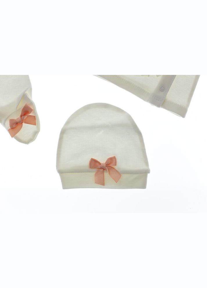 Бежевий демісезонний комплект для новонародженої дівчинки інтерлок з кошиком бежевий 56 см (33001) BABYKROHA