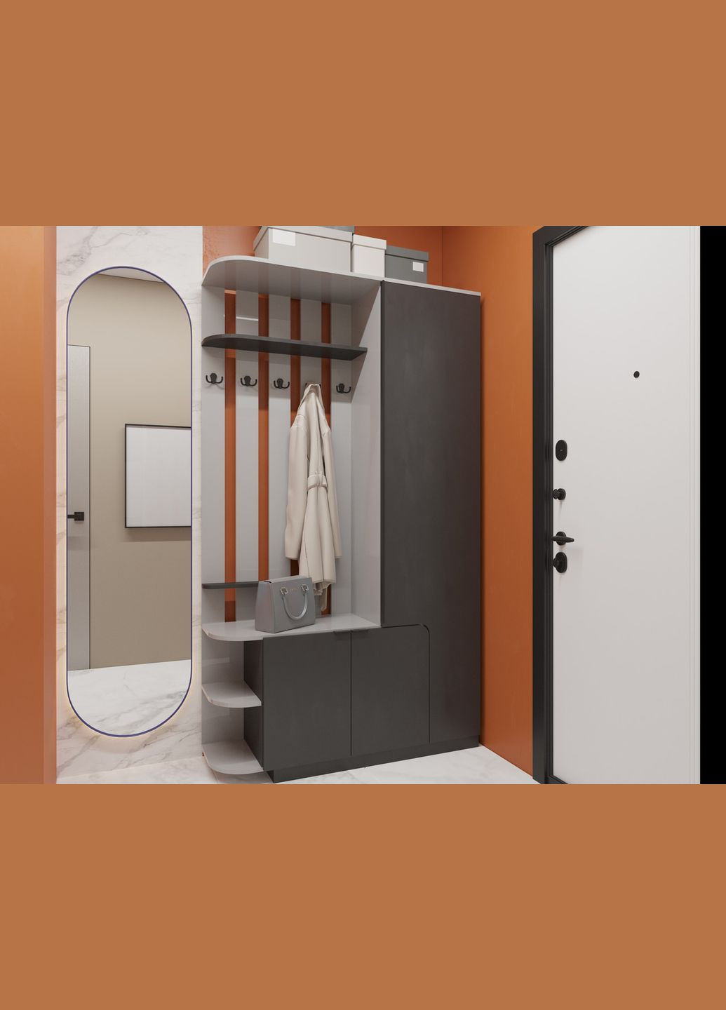 Удобная прихожая со шкафом, вешалкой и обувной полкой No Brand (325484365)