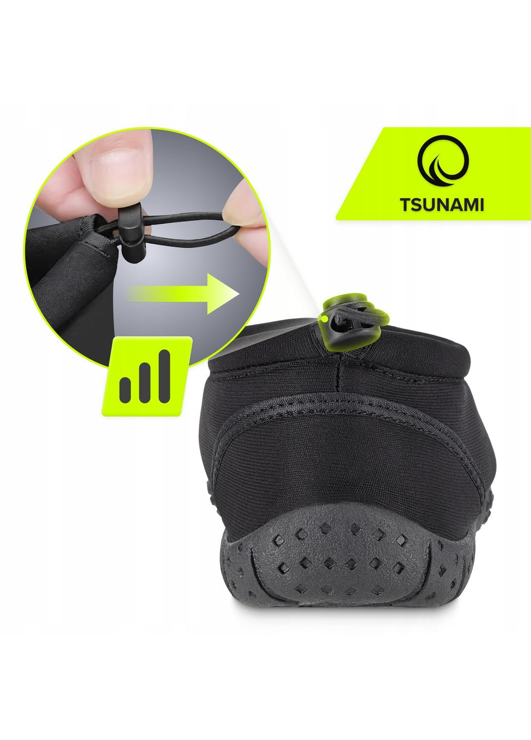 Взуття для пляжу (аквашузи) Slip-On для плавання та водних видів спорту Size 36 Black (P-5905973406253) TSUNAMI (349832633)