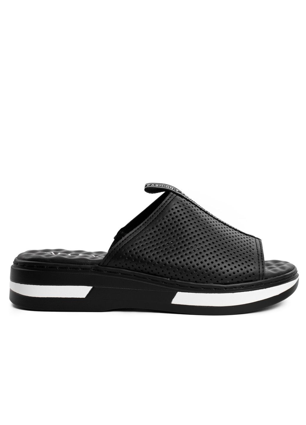 Черные кожаные шлепанцы 4670 ALLSY