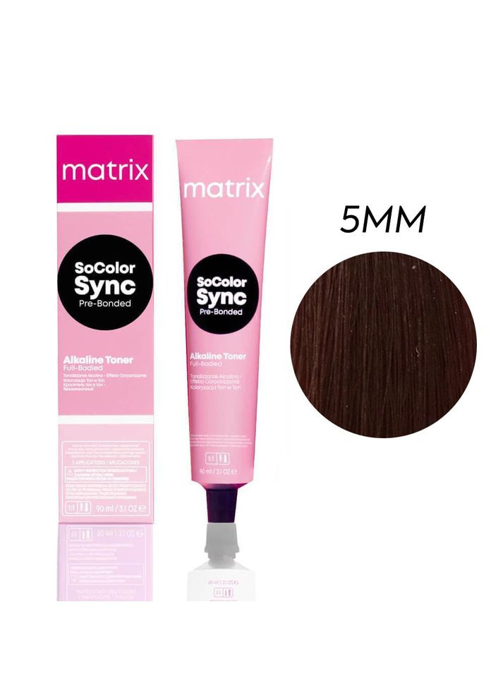 Безаммиачный тонер для волос на кислотной основе SoColor Sync PreBonded 5MM светлый шатен мокка мокка, Matrix (292736015)