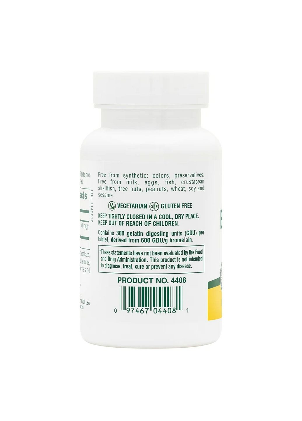 Натуральна добавка Bromelain 500 mg, 60 таблеток Natures Plus (294928412)
