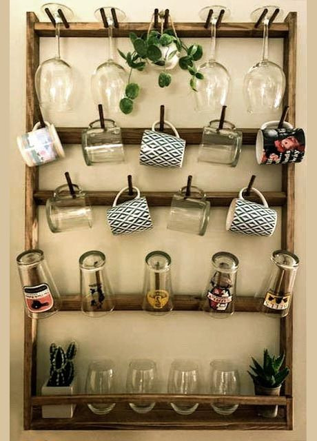 Полка для бокалов из дерева Антело капучино (ОБС-001909) No Brand (327426020)