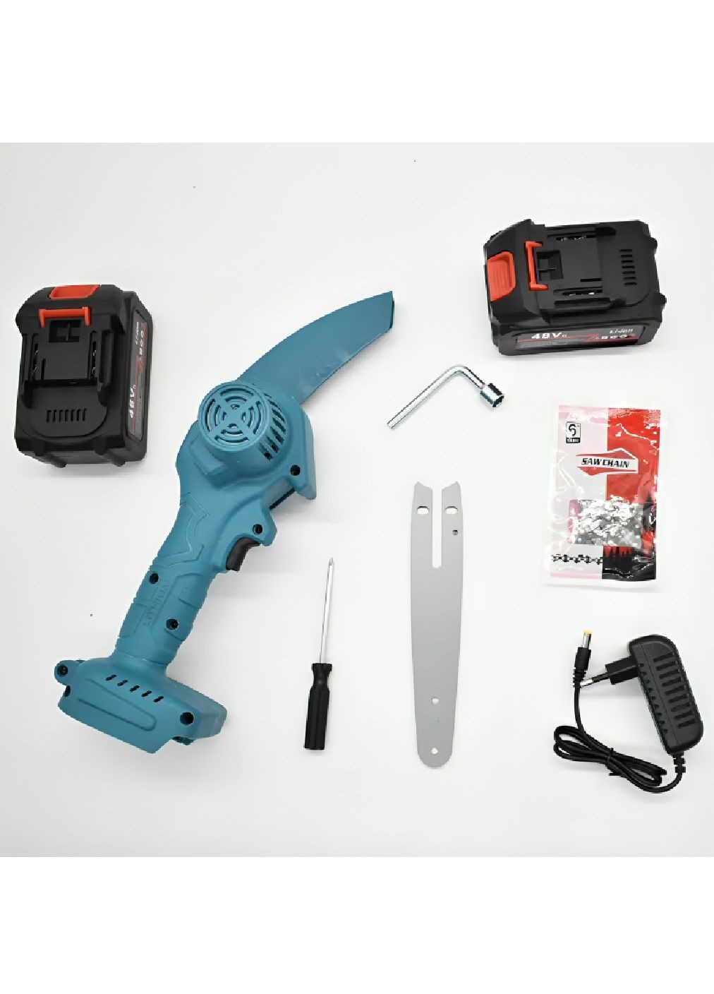 Акумуляторна міні-пила 6" у кейсі з акумуляторами 2 штуки 48В для дачі саду обрізки гілок розпилювання деревини (480341-Prob) Unbranded (333934775)