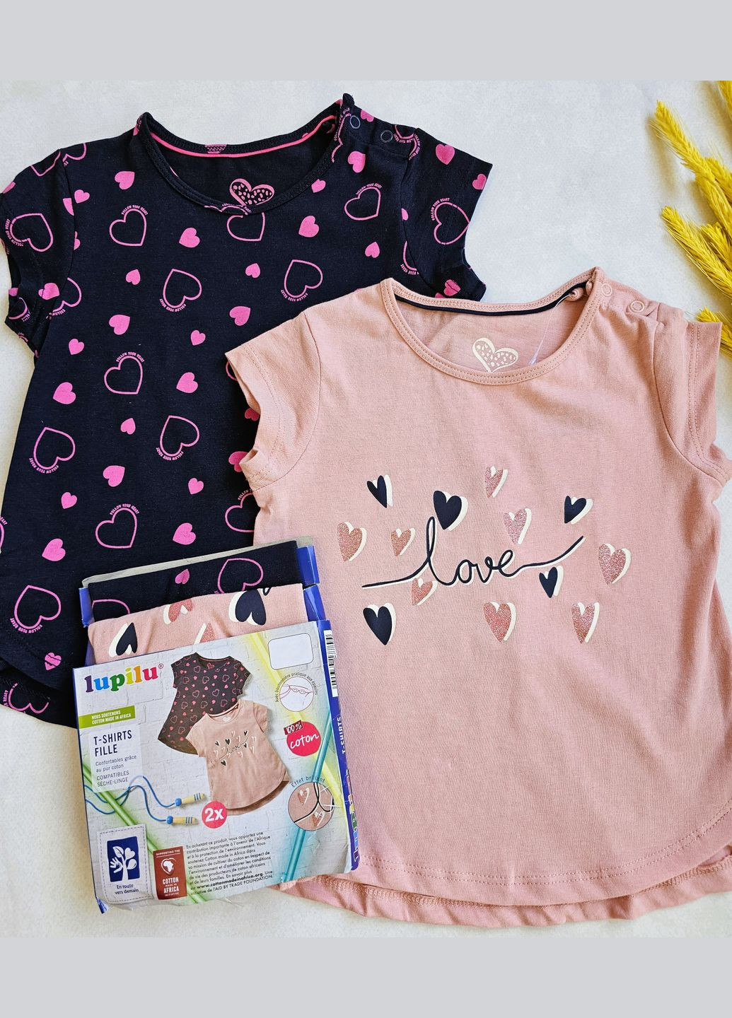 Розовая летняя набор детских футболок Lupilu Футболка