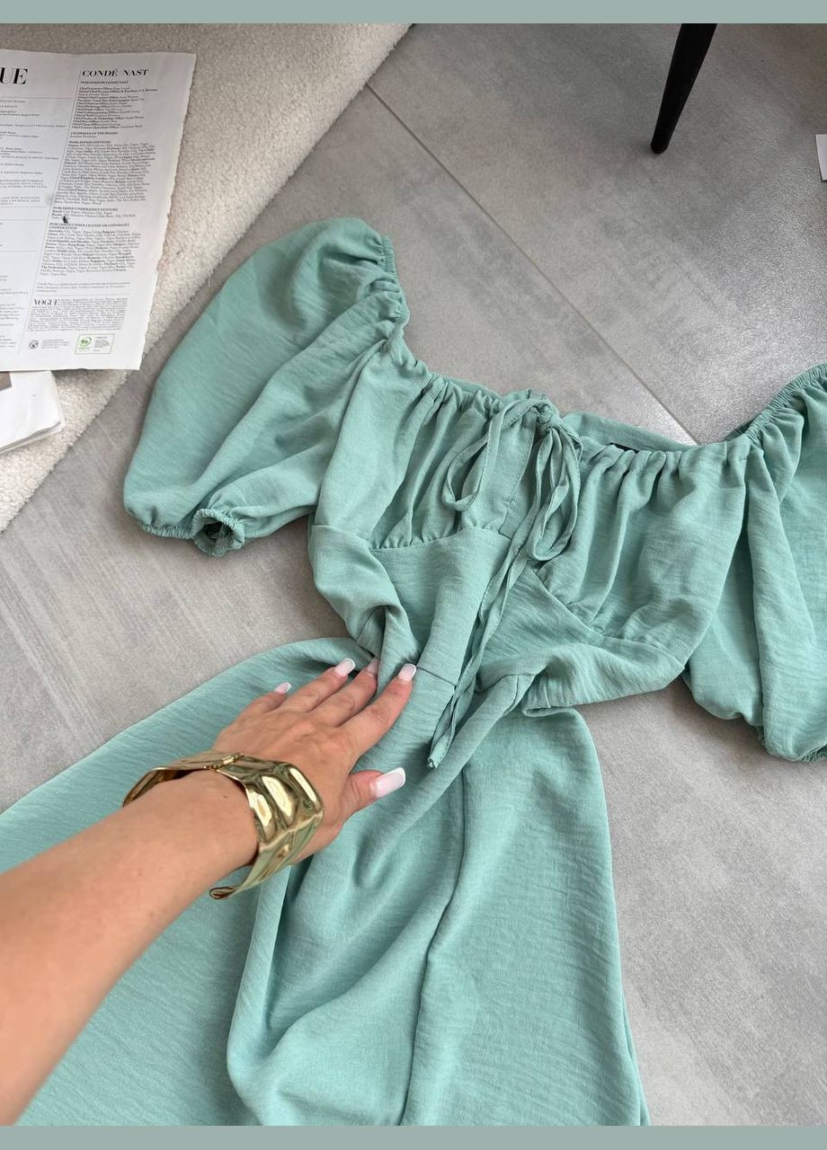 Фісташкова святковий, повсякденний, вечірня жіноча фісташкова сукня міді No Brand однотонна