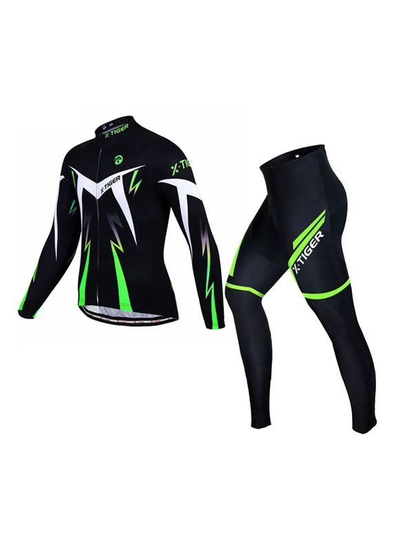 Велокостюм для чоловіків X-Тiger XM-CT-013 Green 3XL кофта з довгим рукавом штани для велосипедистів 6 шт. Lesko (360505110)