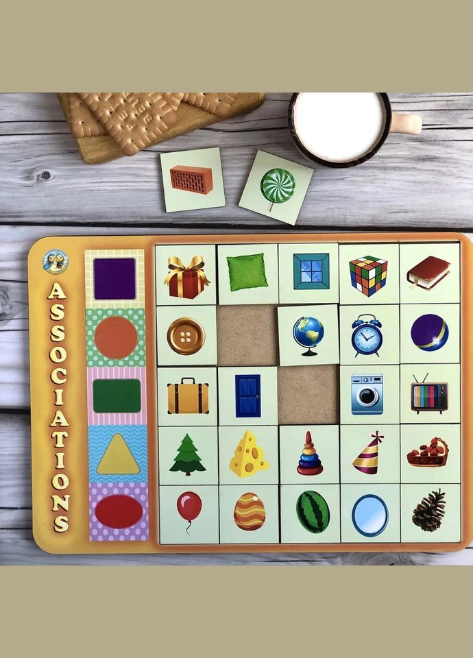 Дерев'яний пазл-вкладиш "Геометричні фігури" (ПСД097) PSD097 сортер-асоціації Ubumblebees (304409224)