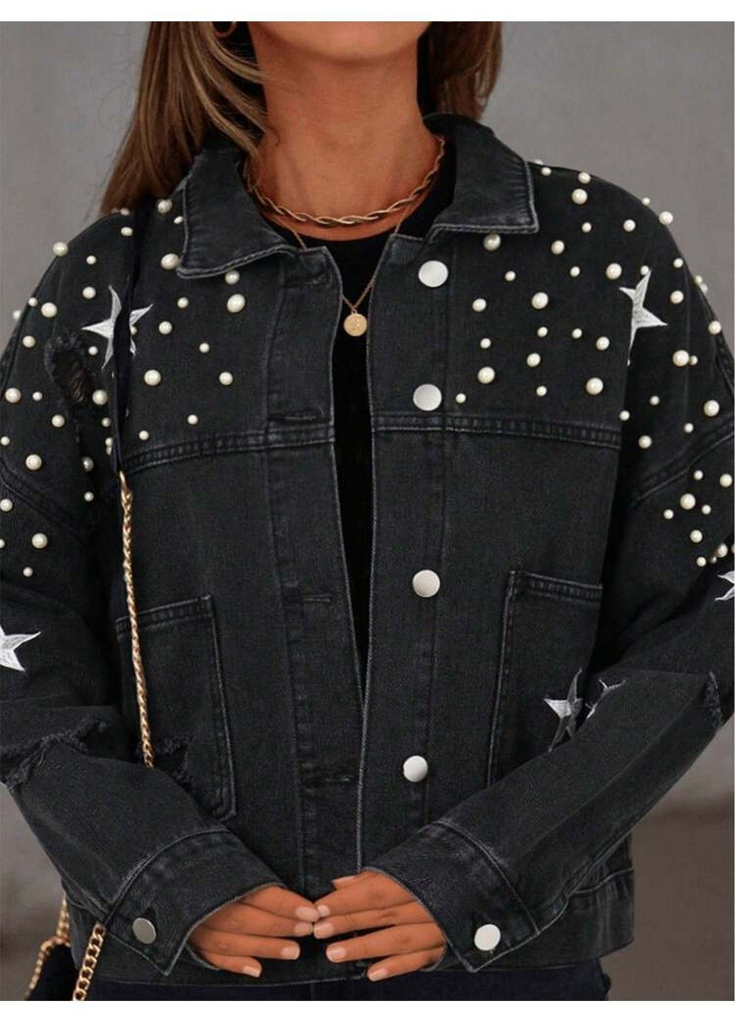 Темно-сіра демісезонна джинсова куртка SHEIN