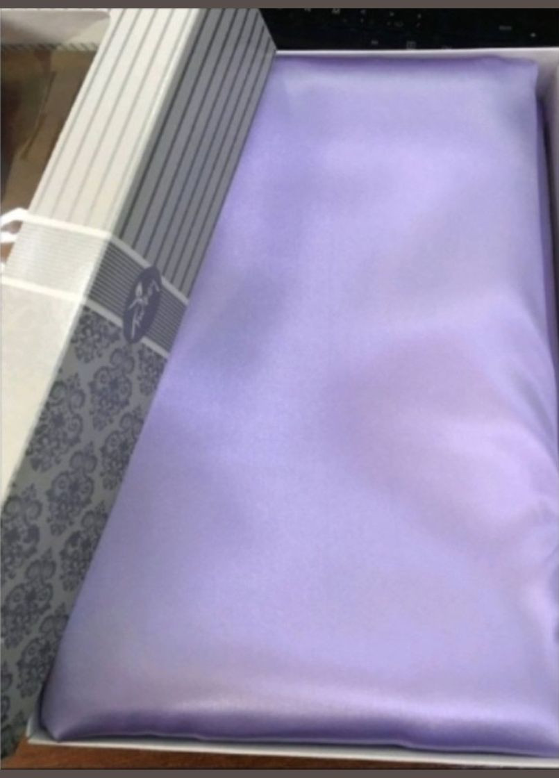 Атласное Сиреневое двуспальное постельное белье 175х210см Moka textile (308071720)