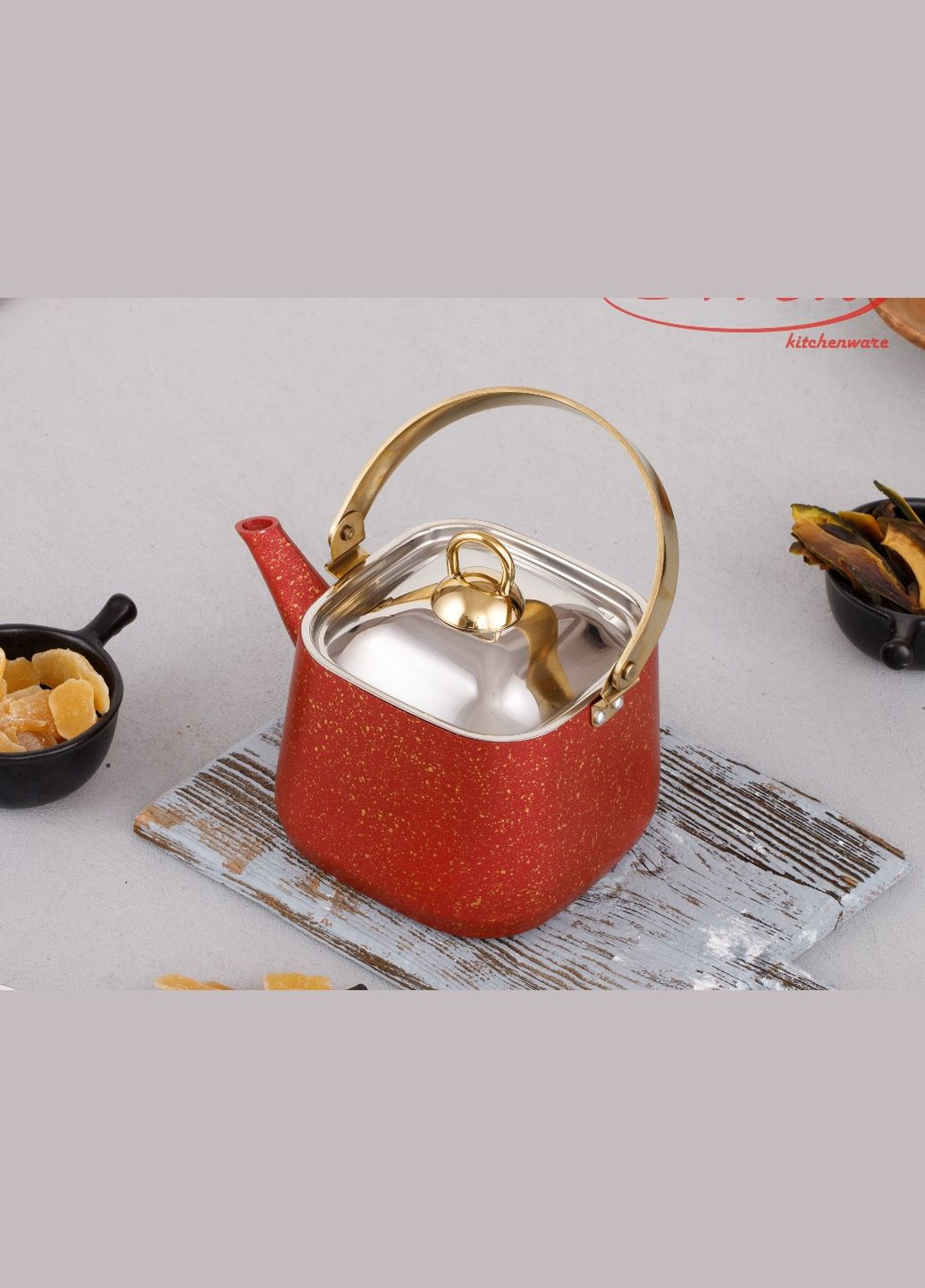 Чайник для плити 1,25 л квадратний червоний 4086\4 Evren (329882305)