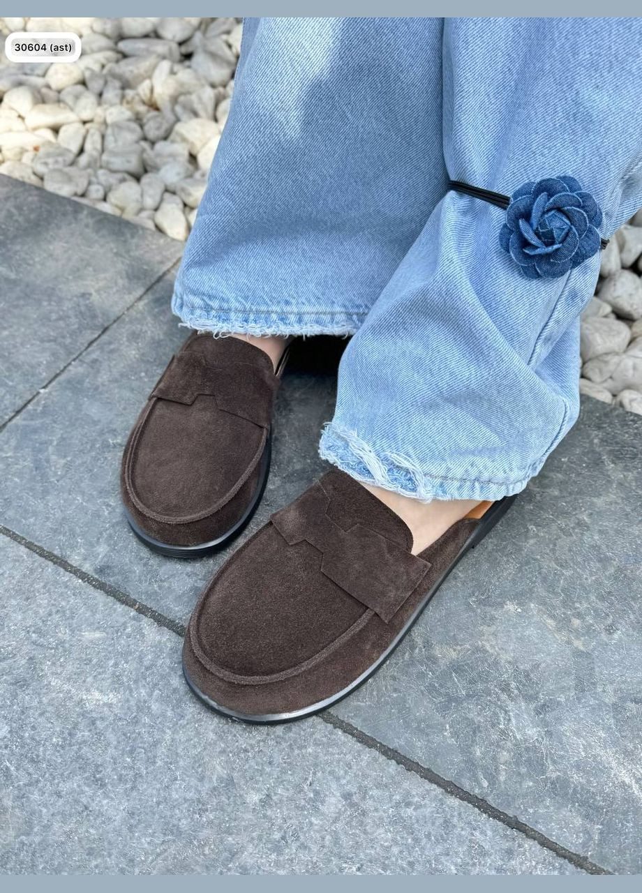 Жіночі стильні мюлі клоги колір шоколад натуральні No Brand (331769066)