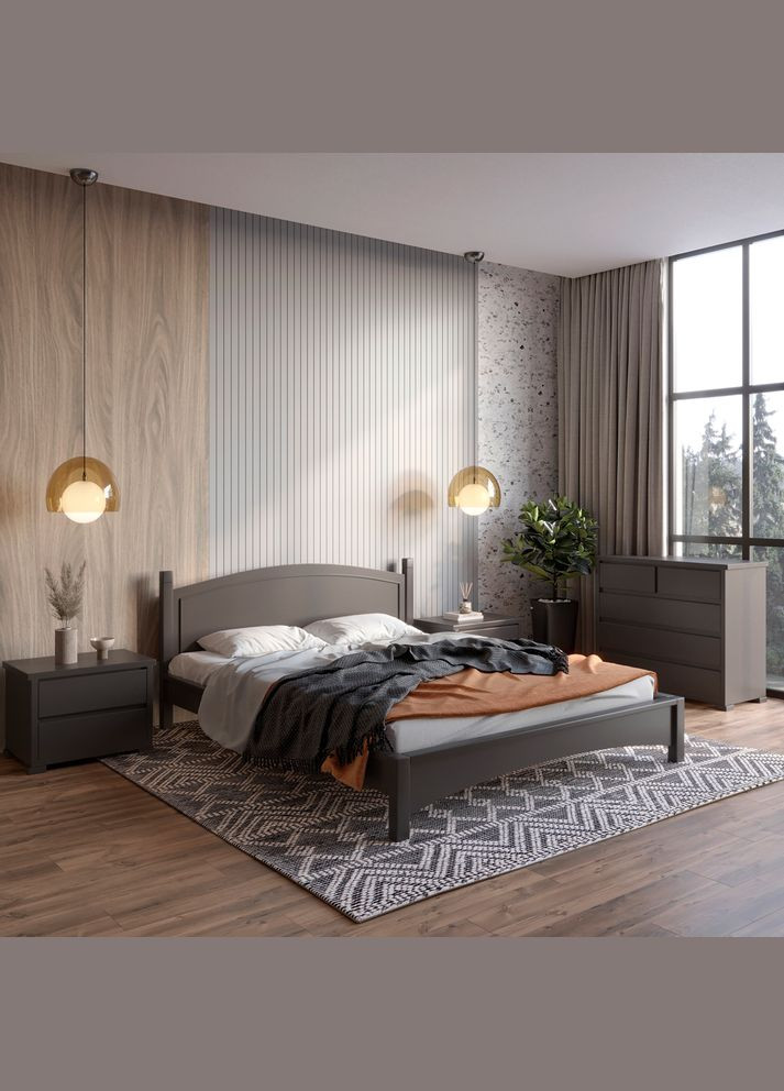 Двуспальная деревянная кровать Мангеттен Н (RAL9011) 140х200 см (MBG-3433) Mebigrand (368279689)