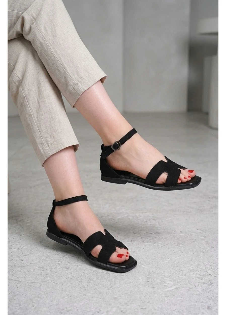 Черные босоножки женские замшевые черные 351136 Fashion