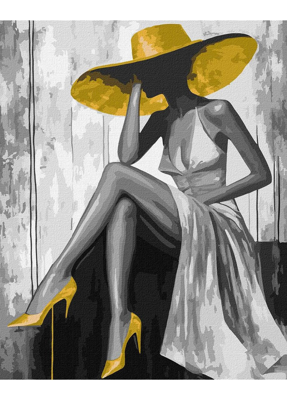 Картина за номерами Люди. Дівчина в капелюсі з металевими фарбами. 40*50 см KHO 8539 Ідейка (362534837)