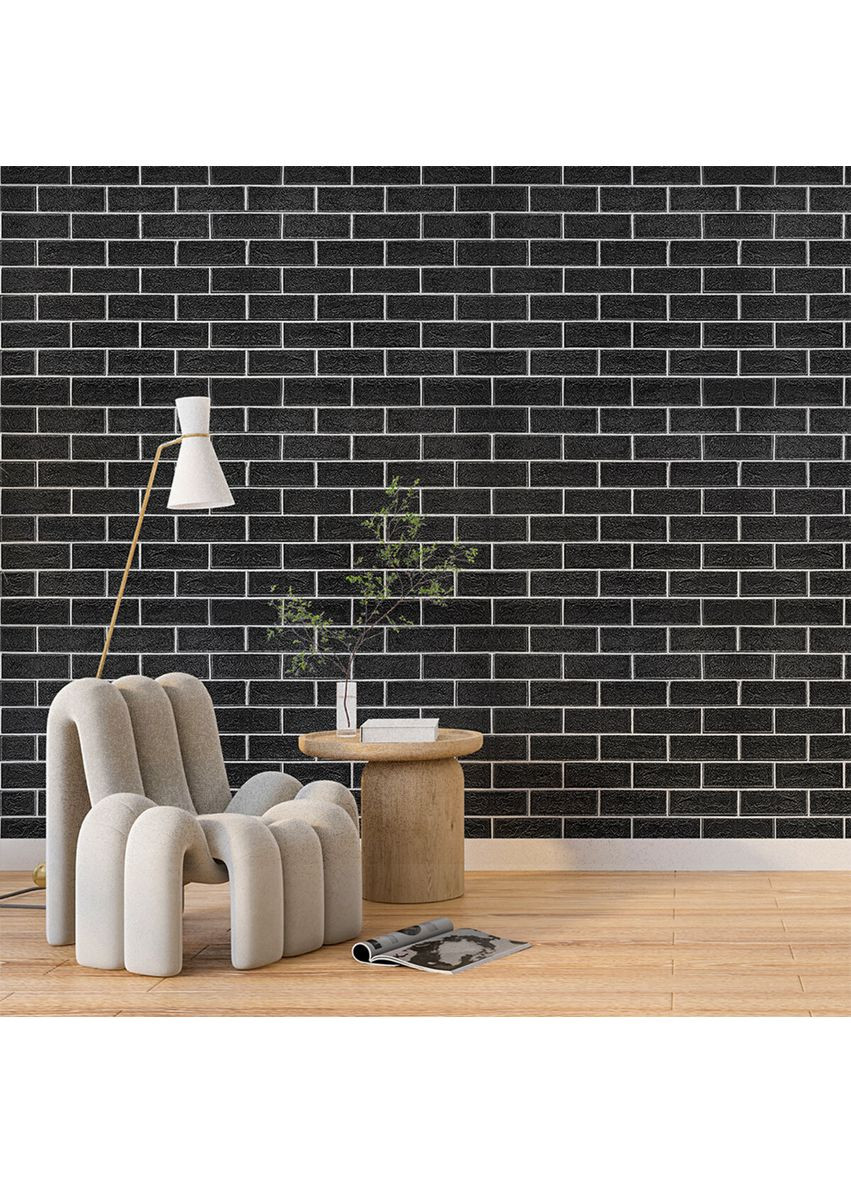 Панель стеновая 700х700х5мм Черный кирпич с белым SW-00001503 Sticker Wall (362115392)