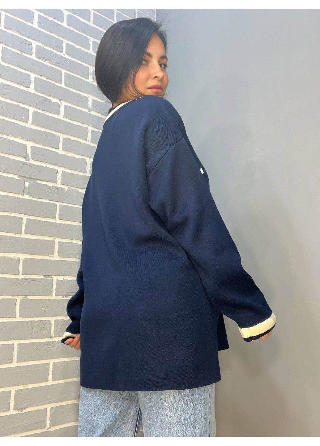 Темно-синий демисезонный кардиган Enjoy